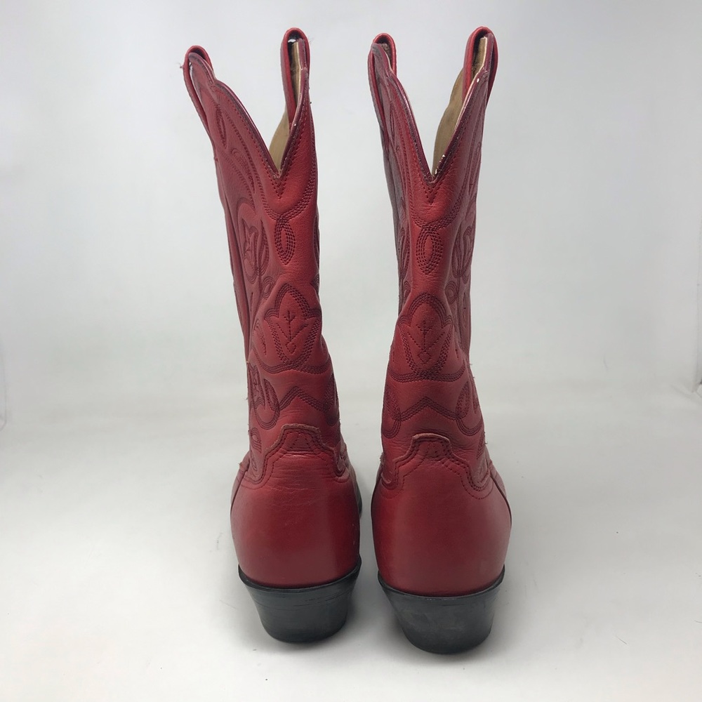Ariat Red Leather Western Cowgirl Boots Size 8B - Picture 5 of 12